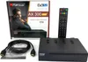 A product shot of a satellite receiver and its accessories, including the box, remote, and cables, arranged on a white background. Produktbild-Vorschau