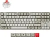 A collage of a mechanical keyboard, a keyboard switch, and individual keycaps. Produktbild-Vorschau