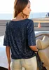 LASCANA Paillettenshirt dunkelblau Größe 44/46 Produktbild-Vorschau 3