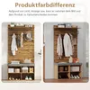 A collage of two images showing a hallway storage unit with a bench, shelves, and coat hooks, presented in different lighting conditions. Anteprima dell’immagine prodotto