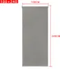 A gray roller blind is shown vertically against a white background with dimensions indicated by red lines and text. Voir les images du produit
