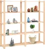 A wooden shelving unit with various decorative items on its shelves. Náhled obrázku produktu
