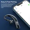 A black Bluetooth earphone is shown next to a smartphone displaying Bluetooth settings. Voir les images du produit
