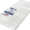 A close-up, angled view of a white mattress with a label attached. Produktbild-Vorschau