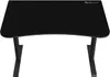 A black gaming desk with a curved front edge and angled legs, shown from a top-down perspective against a white background. Voir les images du produit