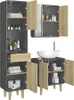 A set of bathroom furniture including a tall cabinet, a wall cabinet, and a vanity unit with a sink. Anteprima dell’immagine prodotto