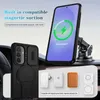 A phone case and accessories are displayed on a car dashboard. Produktbild-Vorschau