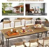 Collage showing the table in outdoor and indoor settings, and a close-up of the table set for a meal. Produktbild-Vorschau