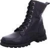A black leather lace-up boot on a white background. Produktbild-Vorschau