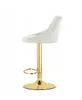 A beige velvet bar stool with a gold base and stem, shown from the side against a white background. Produktbild-Vorschau