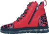 A side view of a red high-top sneaker with black accents and a clear sole. Produktbild-Vorschau
