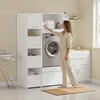 SoBuy Wasmachinekast Wit Met Lades en Planken, Productafbeelding-voorbeeld 15