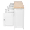 A side view of a white sideboard with a wooden top, showing an open drawer and an open door. Anteprima dell’immagine prodotto