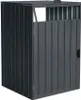 A dark gray metal trash can enclosure with a door and an open top section. Anteprima dell’immagine prodotto