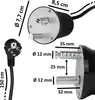 Diagrams showing dimensions and components of a grill motor and plug. Náhled obrázku produktu