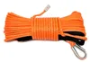 A coiled orange winch rope with metal hooks on both ends, laid out on a white background. Produktbild-Vorschau