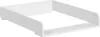 A white changing table topper with raised edges, shown from a slightly elevated diagonal angle against a white background. Produktbild-Vorschau