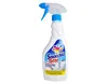 A white spray bottle with a blue trigger and cap, featuring a colorful label with the product name and images of cleaning. Produktbild-Vorschau