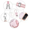 A collage of images showing a phone case with a marble pattern and a pink lanyard, with close-ups of the lanyard attachments and the phone case details. Náhled obrázku produktu