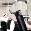 A hand is filling a removable water tank of a coffee machine under a faucet. Produktbild-Vorschau