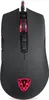 A top-down view of a black gaming mouse with red LED lighting. Produktbild-Vorschau