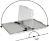 A folding table is shown in two positions, indicating its folding mechanism and range of motion. Anteprima dell’immagine prodotto