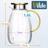 Vilde | Glaskrug 1,6 L - mit Deckel - Geriffeltes Glas - Produktbild-Vorschau 5