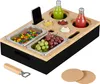 Relaxdays Couchbar, Bambus, 2 Snackschalen, 3 Dipschalen, Produktbild-Vorschau 1
