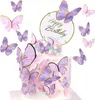 Hochwertige Lila Schmetterling 3D Cake Topper Set für Produktbild-Vorschau 1