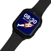 A close-up shot of a black smartwatch with a colorful digital display showing the time, date, and a cartoon rocket ship with an astronaut. Náhled obrázku produktu