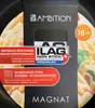 The image shows the packaging of a frying pan, with a close-up of the product's features and branding. Podgląd zdjęcia produktu