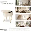 tectake® Sitzhocker mit Stauraum Ava in Samtoptik Produktbild-Vorschau 6