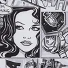 Canvas-Stoff 100x280 cm, Comic-Muster, Weiß/Schwarz, 1 Meter Productafbeelding-voorbeeld