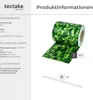 A roll of green leaf-patterned privacy screen material and a white clip are shown against a white and light gray background. Náhled obrázku produktu