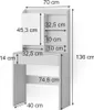 Toaletný stolík Vicco Laura biely 70 cm, Model 38166 Náhľad obrázku produktu 3