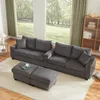 Merax 4-Sitzer Ecksofa U-förmiges, Cord-Sofa mit 2 Hockern, Produktbild-Vorschau 4