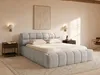 Bett mit Kommode 160 x 200 cm - Stoff - Hellgrau + Matratze Produktbild-Vorschau 2