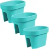Three turquoise oval balcony planters are arranged in a staggered formation against a white background. Anteprima dell’immagine prodotto
