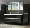 120 cm Badmöbel Set Schwarz Hochglanz Doppel Waschbecken Produktbild-Vorschau 1