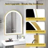 A bathroom vanity with a gold-framed LED mirror, showcasing product features. Náhled obrázku produktu