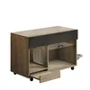 A product shot of a mobile sideboard/chest of drawers designed for cat litter boxes, with a pull-out drawer and a metal bowl attachment. Náhľad obrázku produktu
