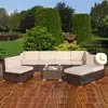 An outdoor lounge set on a wooden deck with a garden background. Náhled obrázku produktu