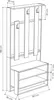 A line drawing of a coat rack and shoe bench. Produktbild-Vorschau