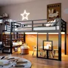 Lit mezzanine en métal 90x200 cm avec escalier, espace de Voir les images du produit 1