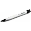 A single white and black fiberglass eraser with a plastic tip, lying on a white background. Produktbild-Vorschau