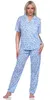 Damen Pyjama kurzarm Schlafanzug Pyjama-Set;  Blau L/40 Produktbild-Vorschau 1