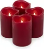 A set of four dark red LED candles with flickering flames. Produktbild-Vorschau