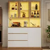 Merax Glasvitrine, mit LED-Beleuchtung, 3 Schubladen, 4 Produktbild-Vorschau 2
