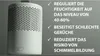 A light gray dehumidifier with text describing its features. Produktbild-Vorschau
