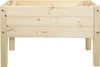 A front view of a wooden raised garden bed on a white background. Produktbild-Vorschau